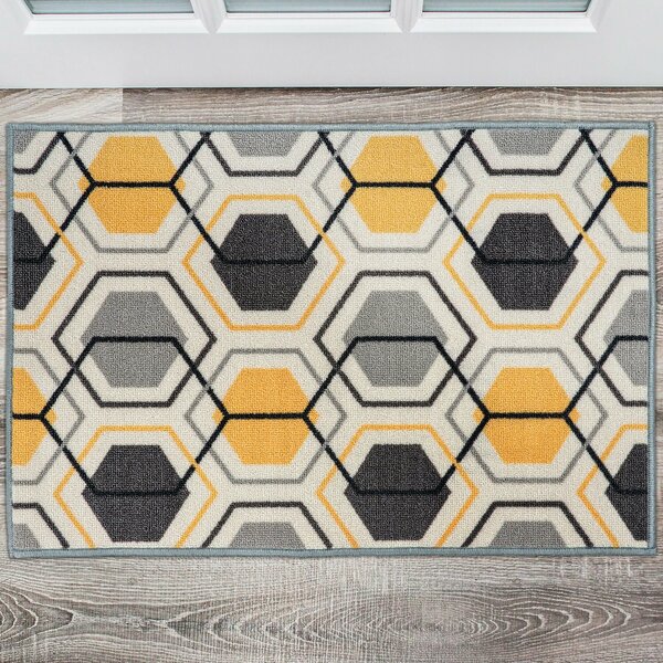 World Rug Gallery Contemporary Geometric Stripe Non-Slip Area Rug 2' x 3' Yellow 511YELLOW2X3